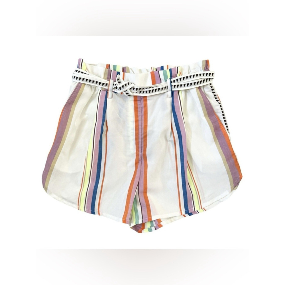 Lemlem x H&M by Liya Kebede Multicolor Striped Belted Paper Bag Shorts — Size XL